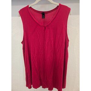 Agnes & Dora Womens Sleeveless Red V-Neck Tank Top XXL Soft Flowy Lightweight US